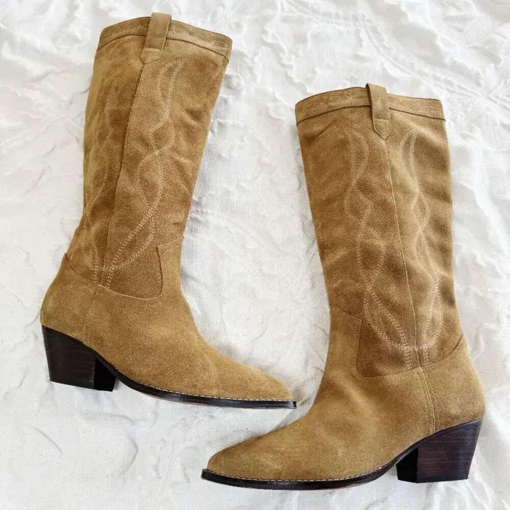 Marc Fisher Natural Edania Cowboy Boots Size 9.5 New